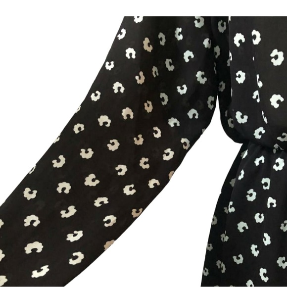 Loft long Sleeve Black with Blue Pattern Dress Size 8. - Picture 6 of 7